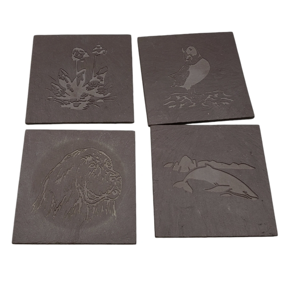 Slate Coaster Set of 4 Square Animal Print Canadian Handcrafted Boxed - Picture 13 of 13